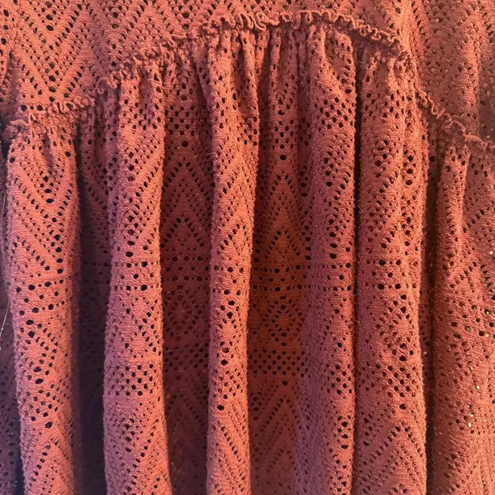 Free People Beach About Time Top Burgundy Lace Tunic Top Small